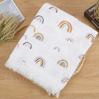 Cute Bear Cotton Baby Blanket for Newborn Plaid Muslin Squares Infant Swaddle Blanket Babies Accessories Bedding Thin Quilt