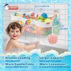 Large 3-Compartment Bath Toy Organizer, 4.95 Gal Mesh Storage for Tub, Quick-Dry Holder with Sticky Mount, Holds 22 lbs