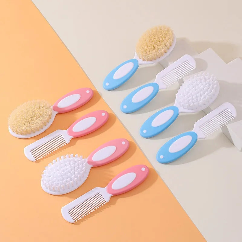 Baby Hair Brush Set for Newborn Toddlers Soft Bristles Silicone Cradle Cap Massaging Brush Infant Hair Care Bathing Soft Comb
