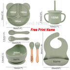 8Pcs/5Pcs Silicone Tableware For Kids Baby Feeding Set