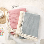 Cute Bear Cotton Baby Blanket for Newborn Plaid Muslin Squares Infant Swaddle Blanket Babies Accessories Bedding Thin Quilt