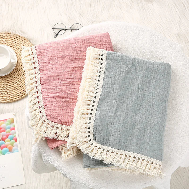Cute Bear Cotton Baby Blanket for Newborn Plaid Muslin Squares Infant Swaddle Blanket Babies Accessories Bedding Thin Quilt