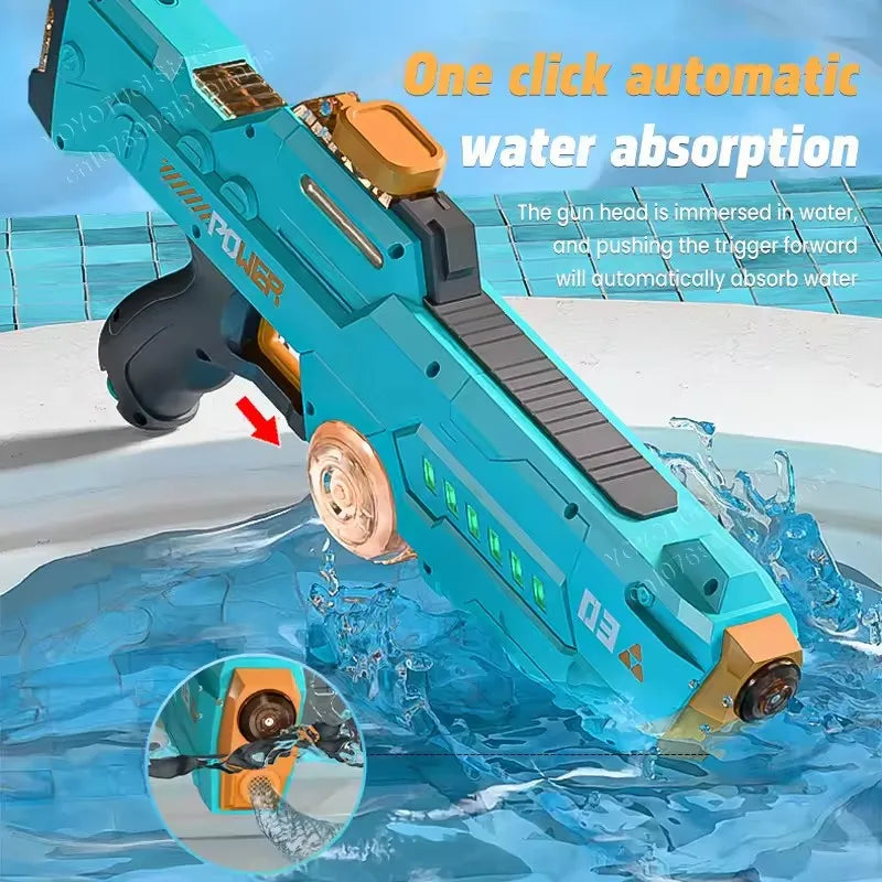 Electric Water Gun continuous firing Watergun automatic water absorption Large capacity squirt gun Luminous Beach Outdoor Toy