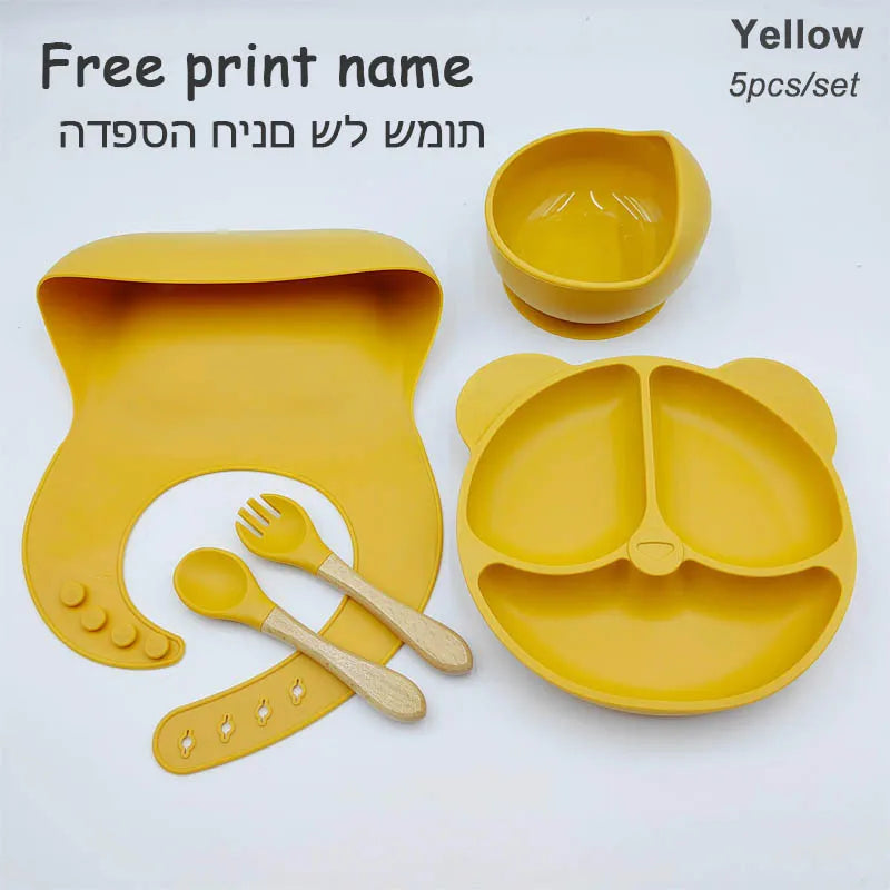 8Pcs/5Pcs Silicone Tableware For Kids Baby Feeding Set