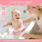 Baby Bath Seat with Non-Slip Suction Cups & Soft Cushion, Dinosaur Design Infant Bathtub Chair with Adjustable Safety Harness