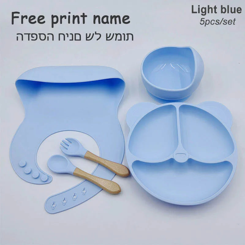 8Pcs/5Pcs Silicone Tableware For Kids Baby Feeding Set