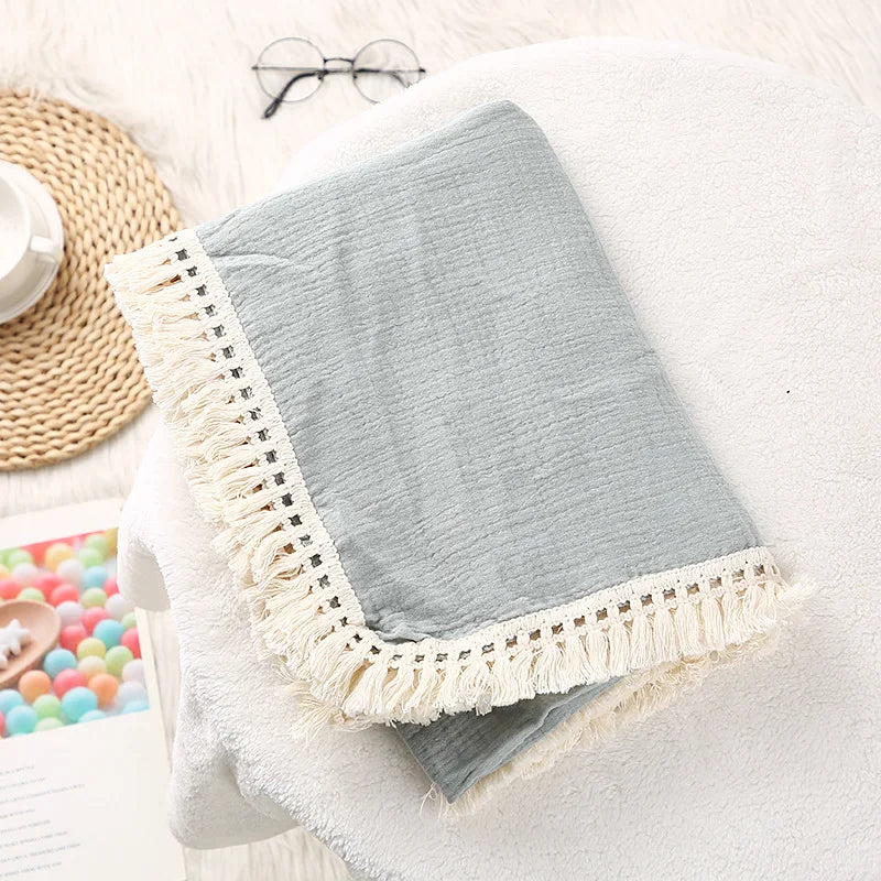 Cute Bear Cotton Baby Blanket for Newborn Plaid Muslin Squares Infant Swaddle Blanket Babies Accessories Bedding Thin Quilt