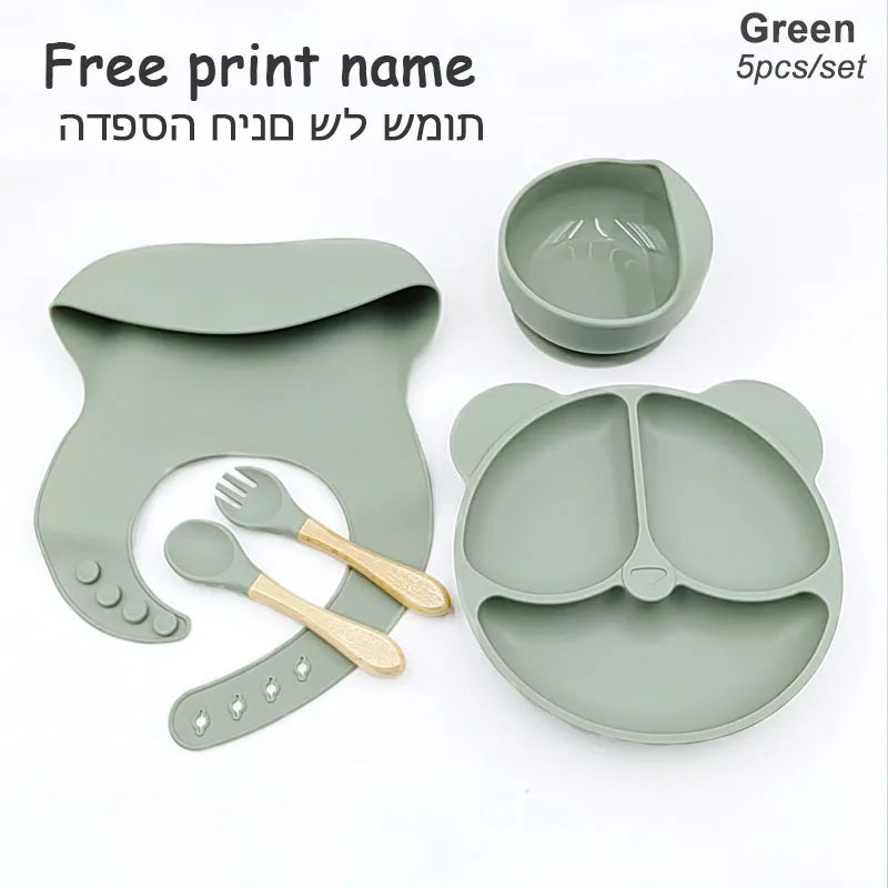 8Pcs/5Pcs Silicone Tableware For Kids Baby Feeding Set
