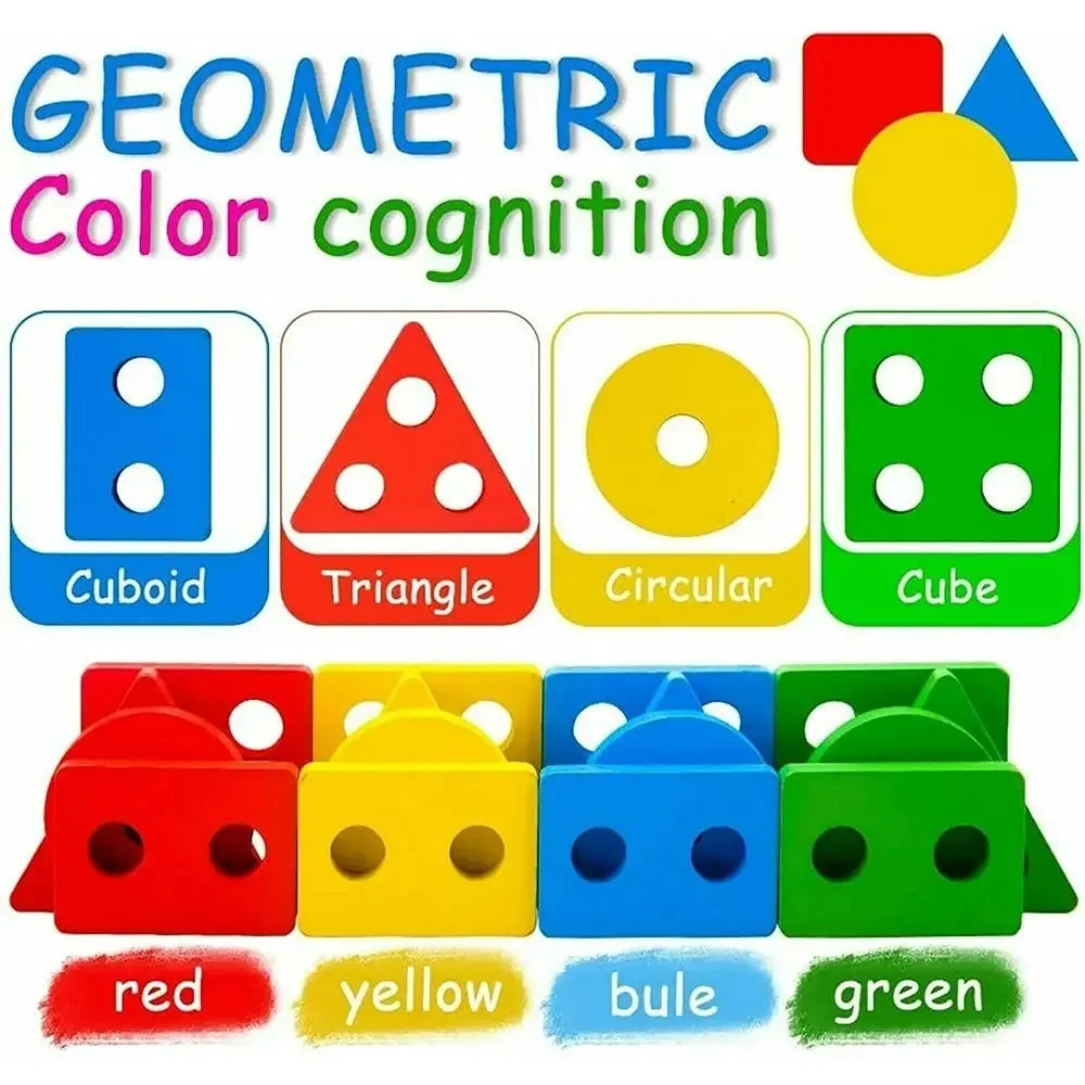 Wooden Shape Sorter Stacking Toy Montessori Color Shape Recognition Puzzle Early Educational Learning Toy Toddler Gift