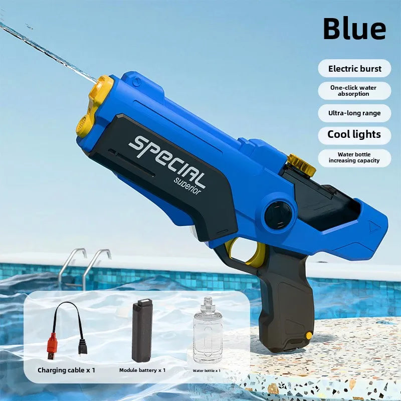 Electric Water Gun continuous firing Watergun automatic water absorption Large capacity squirt gun Luminous Beach Outdoor Toy