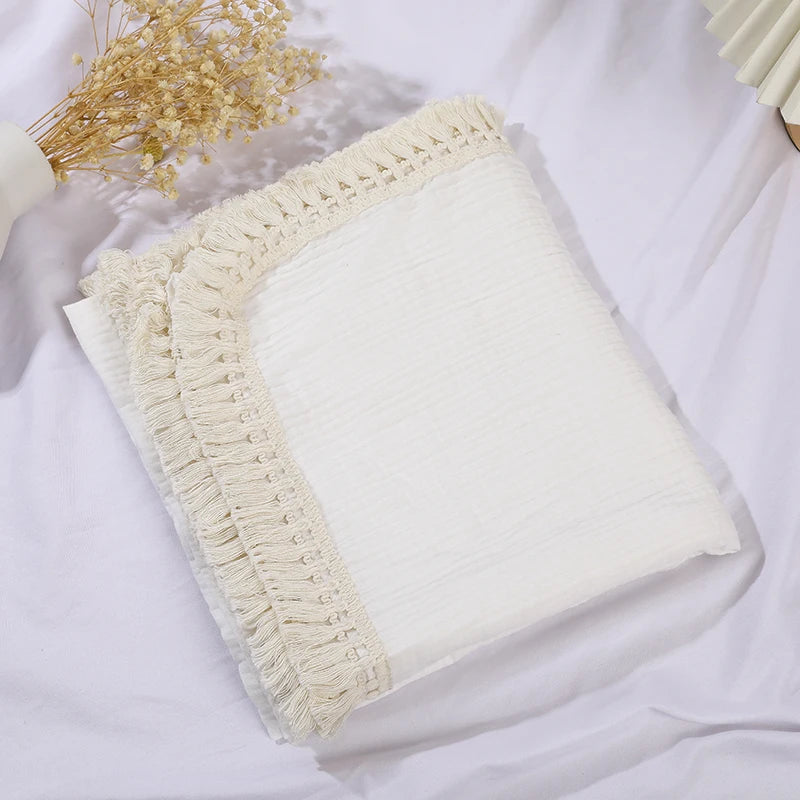 Cute Bear Cotton Baby Blanket for Newborn Plaid Muslin Squares Infant Swaddle Blanket Babies Accessories Bedding Thin Quilt