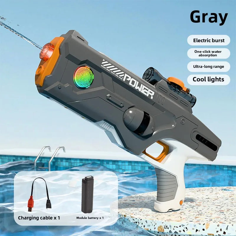 Electric Water Gun continuous firing Watergun automatic water absorption Large capacity squirt gun Luminous Beach Outdoor Toy