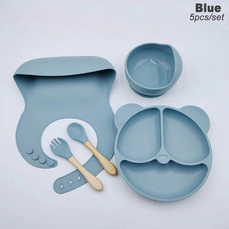 8Pcs/5Pcs Silicone Tableware For Kids Baby Feeding Set