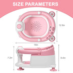 Baby Bath Seat with Non-Slip Suction Cups & Soft Cushion, Dinosaur Design Infant Bathtub Chair with Adjustable Safety Harness