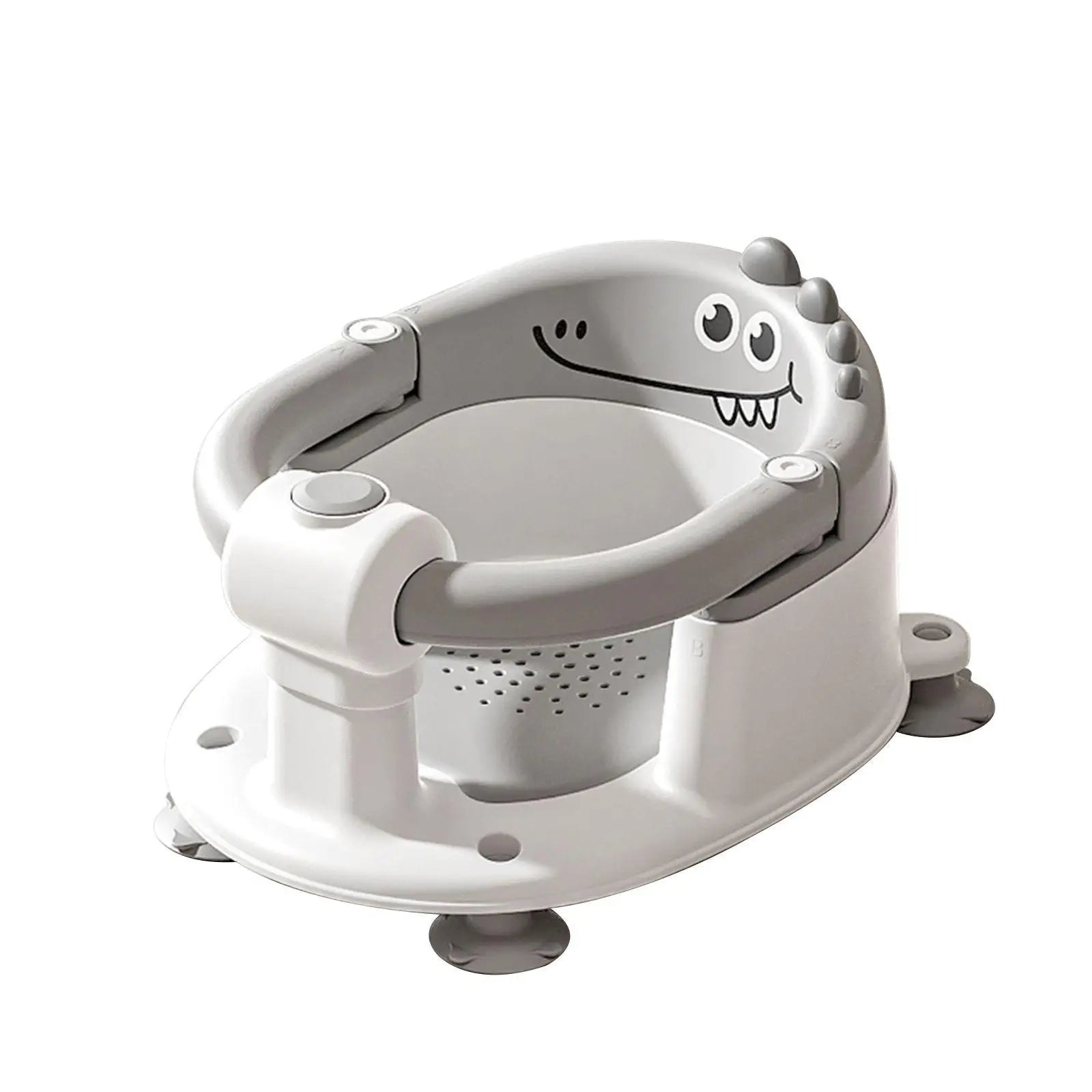 Baby Bath Seat with Non-Slip Suction Cups & Soft Cushion, Dinosaur Design Infant Bathtub Chair with Adjustable Safety Harness