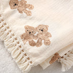 Cute Bear Cotton Baby Blanket for Newborn Plaid Muslin Squares Infant Swaddle Blanket Babies Accessories Bedding Thin Quilt