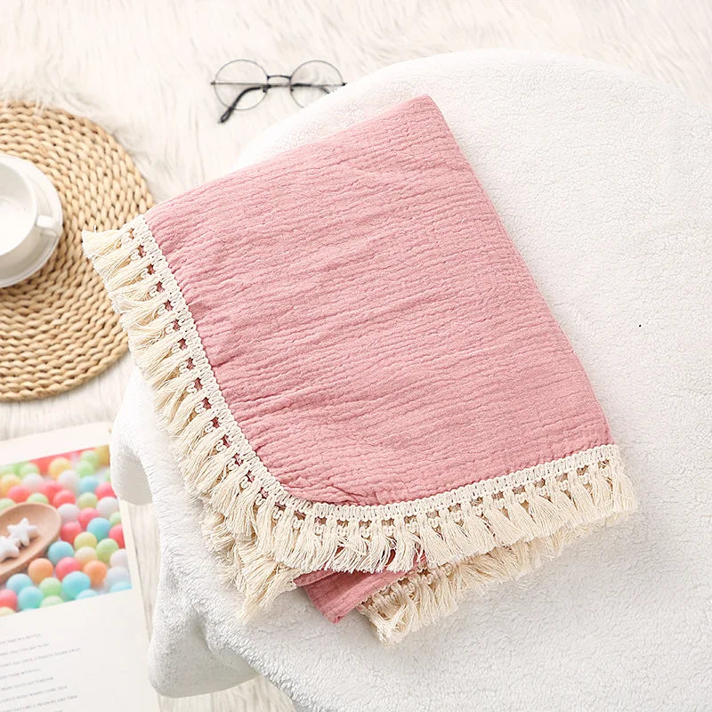 Cute Bear Cotton Baby Blanket for Newborn Plaid Muslin Squares Infant Swaddle Blanket Babies Accessories Bedding Thin Quilt