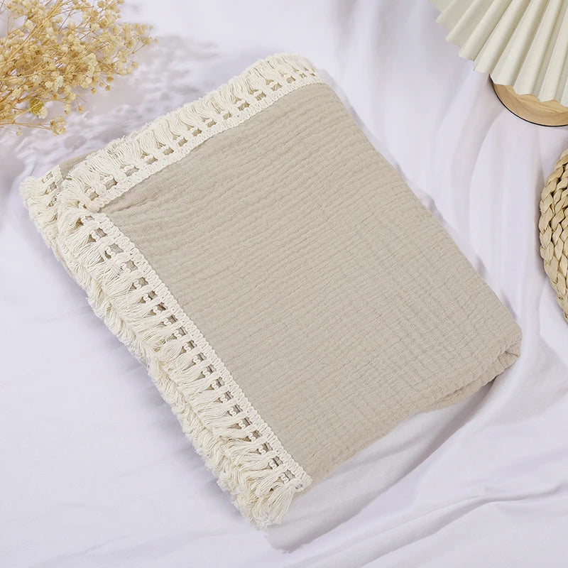 Cute Bear Cotton Baby Blanket for Newborn Plaid Muslin Squares Infant Swaddle Blanket Babies Accessories Bedding Thin Quilt