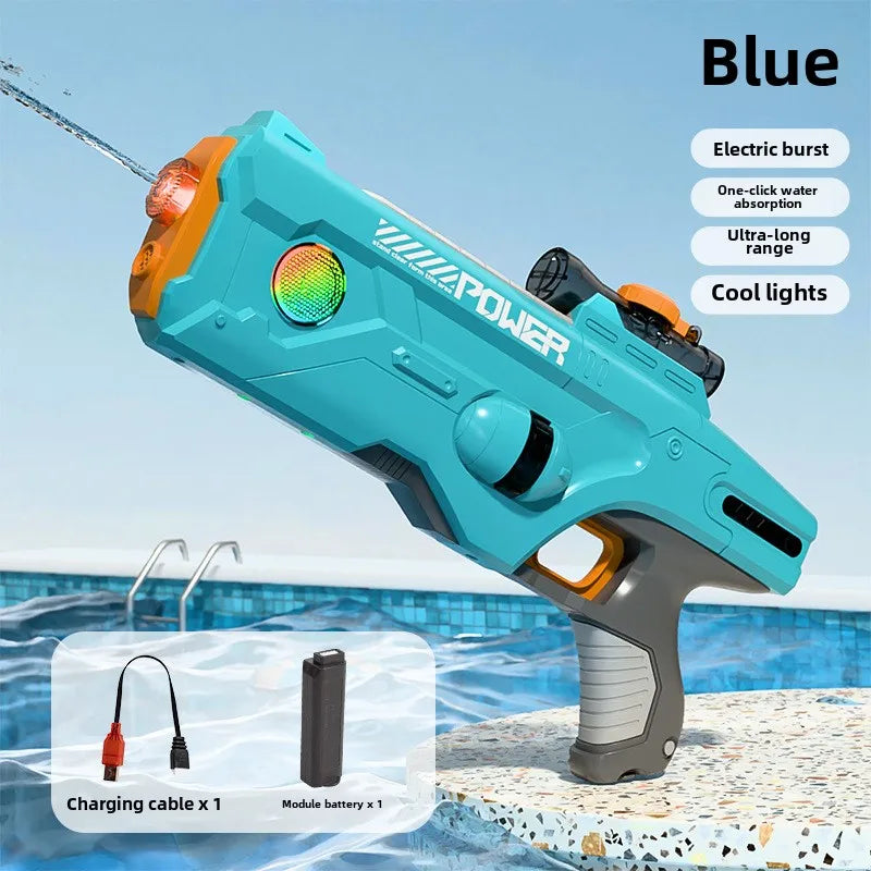 Electric Water Gun continuous firing Watergun automatic water absorption Large capacity squirt gun Luminous Beach Outdoor Toy