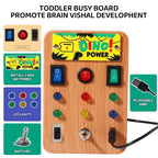 Montessori Busy Board with 8 LED light switches, sensory toy, travel toy, suitable for infants and toddlers aged 1 year and up.