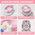 Baby Bath Seat with Non-Slip Suction Cups & Soft Cushion, Dinosaur Design Infant Bathtub Chair with Adjustable Safety Harness