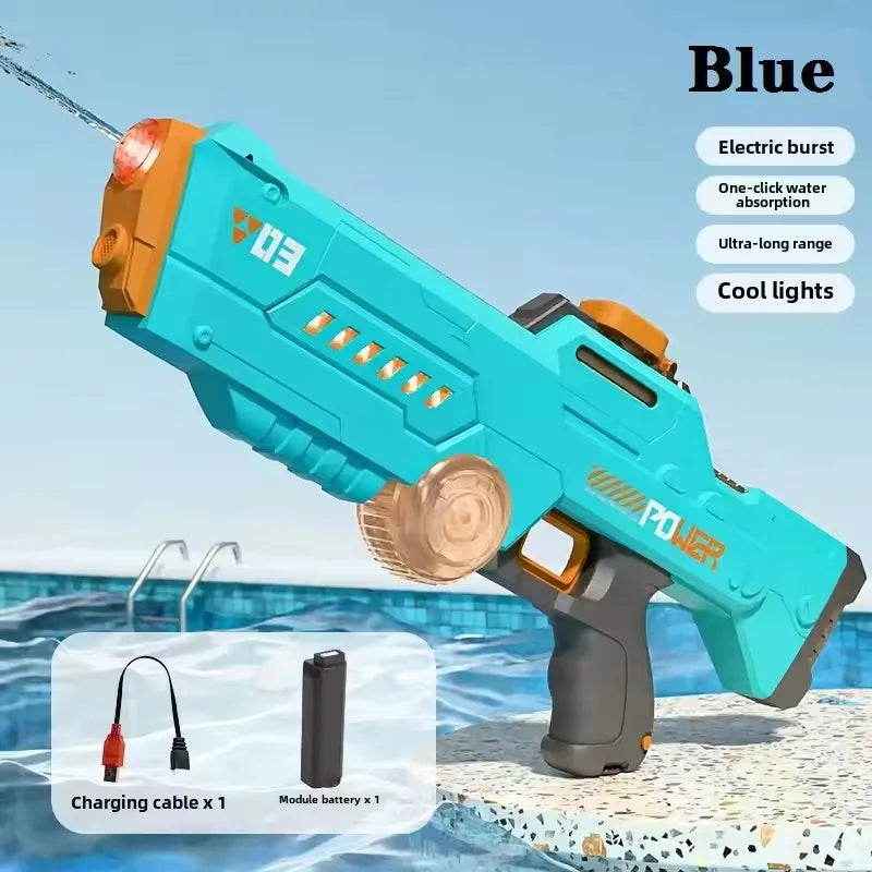 Electric Water Gun continuous firing Watergun automatic water absorption Large capacity squirt gun Luminous Beach Outdoor Toy